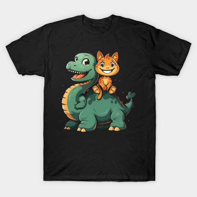 Cat Dinosaur Park Madness T-Shirt by skeleton sitting chained